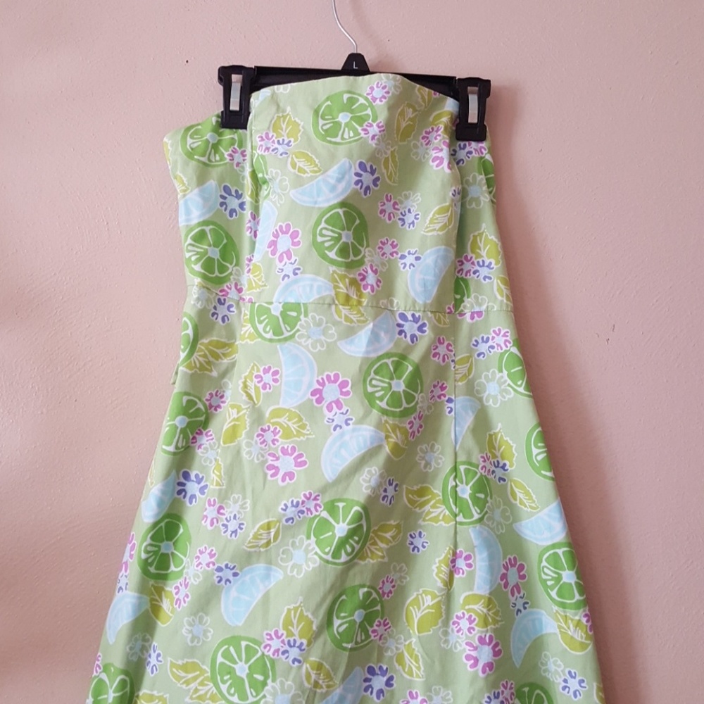 Strapless Lime Green Floral Maxi Dress - Picture 7 of 8